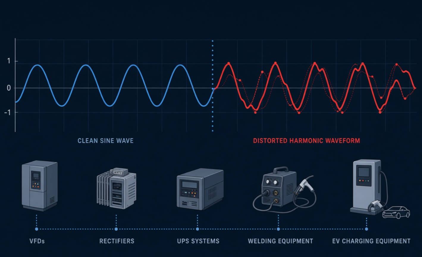 Clean And Distorted Power Waveforms Clean And Distorted Power Waveforms
