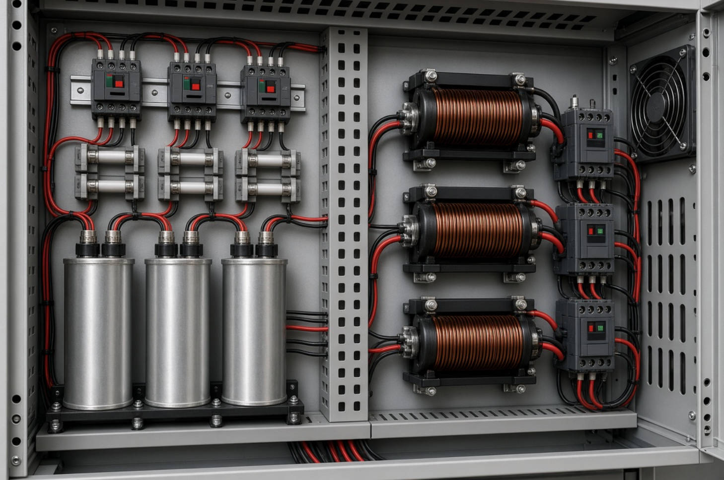 Capacitor Bank And Detuned Reactor Close Up