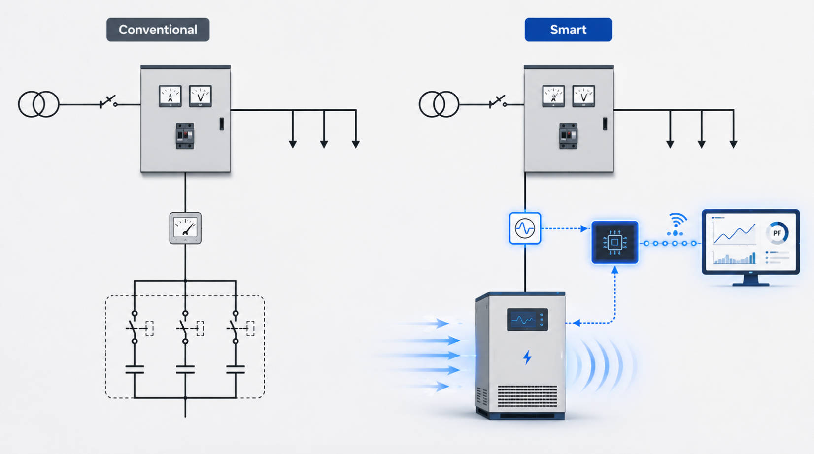 Conventional And Smart Capacitor Comparison