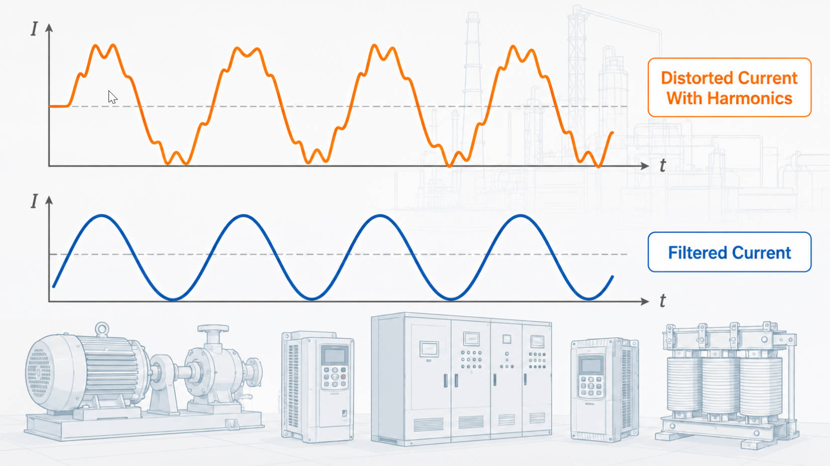 Harmonic Waveform Before And After Filtering